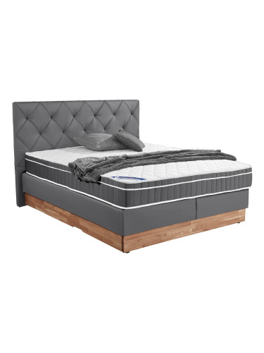 ТЪМНОСИВО БОКССПРИНГ ЛЕГЛО МАРА С 2 ЧЕКМЕДЖЕТА 172/212/131h С МАТРАЦИ 160/200 СМ