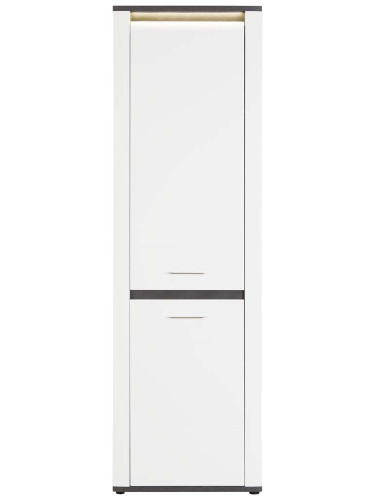 ВИСОК ШКАФ АЛАСИО С LED ОСВЕТЛЕНИЕ 61.7/37.5/200 СМ В БЯЛ ГЛАНЦ И ТЪМНОСИВО