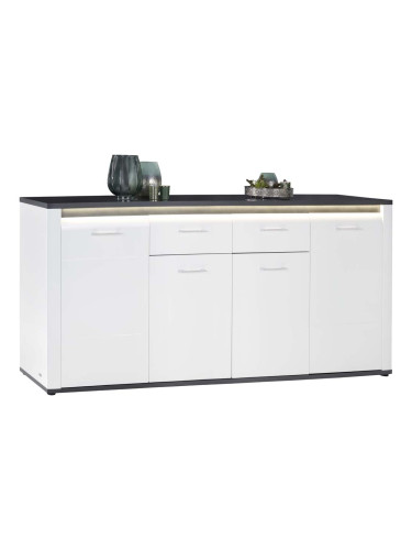 КОМОД АЛАСИО С LED ОСВЕТЛЕНИЕ 203.6/40.5/86.2 СМ В БЯЛ ГЛАНЦ И ТЪМНОСИВО