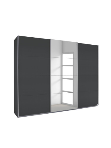 МАЯМИ 3-КРИЛ ГАРДЕРОБ С ПЛЪЗГАЩИ СЕ ВРАТИ И ОГЛЕДАЛО ВКЛ. ВЪТР. РАЗПР. 271/62/229h СИВ МЕТАЛИК