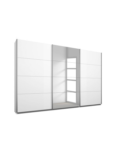 МАЯМИ 3-КРИЛ ГАРДЕРОБ С ПЛЪЗГАЩИ СЕ ВРАТИ И ОГЛЕДАЛО ВКЛ. ВЪТР. РАЗПР. 271/62/229h БЯЛ