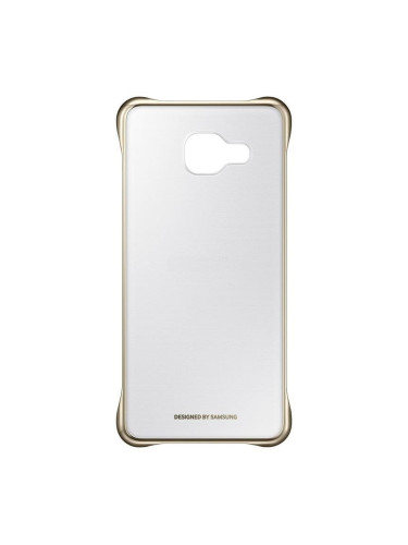 Оригинален твърд гръб за Samsung A3 2016 - Прозрачен с златиста рамка