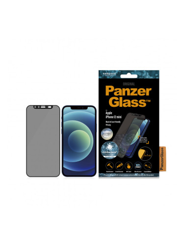 Стъклен протектор PanzerGlass за Apple Iphone 12 mini 5.4 Privacy CamSlider AntiBacterial - Черен, 117936