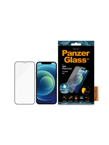 Стъклен протектор PanzerGlass за Apple Iphone 12 mini 5.4 CaseFriendly AntiBacterial - Черен, 117939