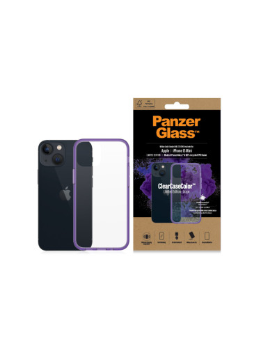 Гръб PanzerGlass за IPhone 13 mini, ClearCase - Лилава  рамка