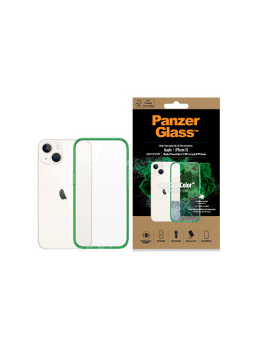 Гръб PanzerGlass за IPhone 13 , ClearCase - Зелена рамка