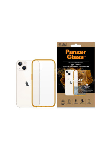 Гръб PanzerGlass за IPhone 13 , ClearCase - Оранжева рамка
