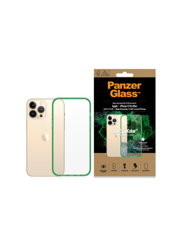 Гръб PanzerGlass за IPhone 13 Pro Max, ClearCase - Зелена рамка