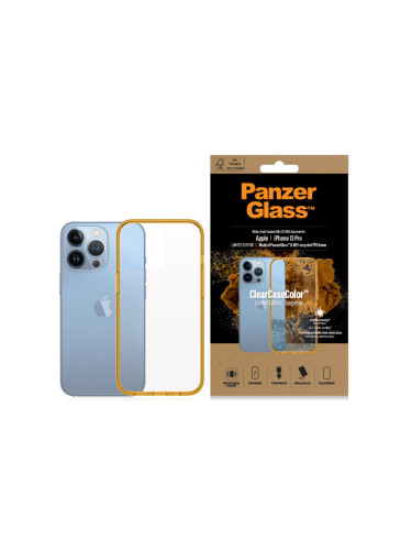 Гръб PanzerGlass за IPhone 13 Pro, ClearCase - Оранжева рамка