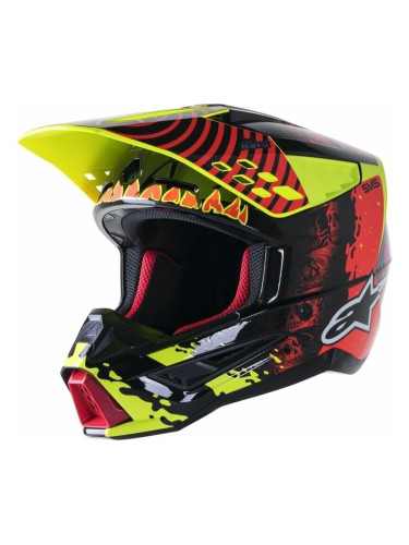Alpinestars S-M5 Solar Flare Helmet Black/Red Fluorescent/Yellow Fluorescent/Glossy S Каска