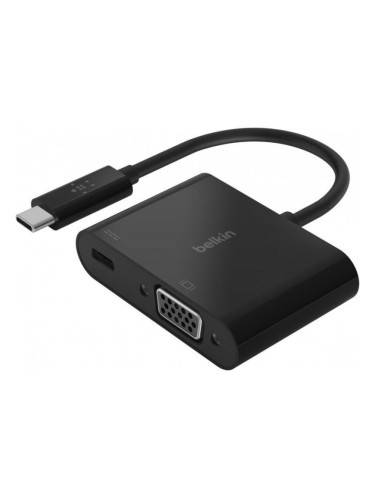 Адаптер Belkin, - USB-C to VGA/Charge, Черен