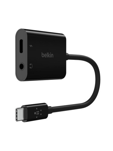 Зарядно адаптер Belkin RockStar 3.5mm USB-C, Черен