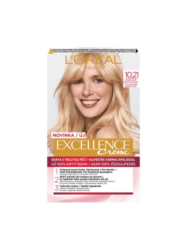 L'Oréal Paris Excellence Creme Triple Protection Боя за коса за жени 48 ml Нюанс 10.21 Light Pearl Blonde