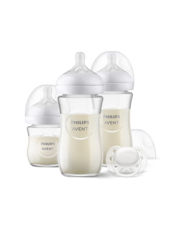Стъклен комплект за новородено Natural Response 3.0 Philips AVENT, 3 шишета+залъгалка
