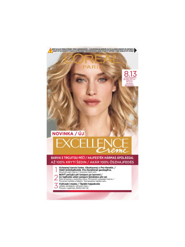 L'Oréal Paris Excellence Creme Triple Protection Боя за коса за жени 1 бр Нюанс 8,13 Blond Light Beige