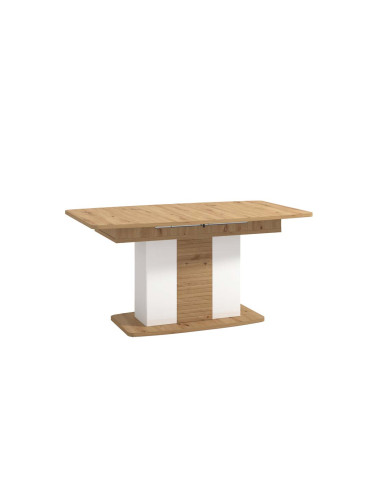 РАЗТЕГАТЕЛНА ТРАПЕЗНА МАСА БРЕТАНЯ 160,5/90,5/76,5 СМ В БЯЛ ГЛАНЦ В ДЪБ АРТИСАН