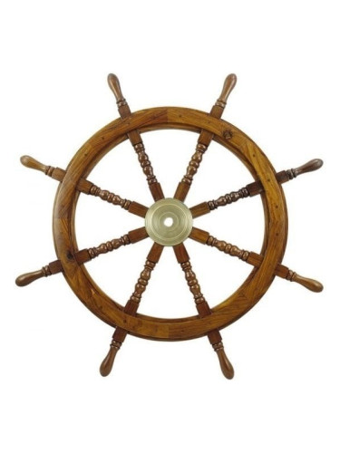 Sea-Club Steering Wheel wood with brass center - o 90cm