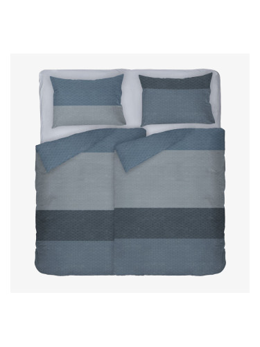 Памучно спално бельо РИО на райе в синьо, 5 части