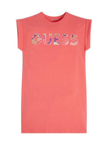 Детска розова рокля с бродерия Guess