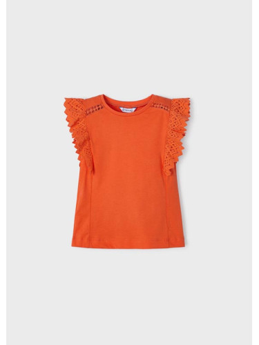 Детска тениска с дантела в оранжев цвят Mayoral