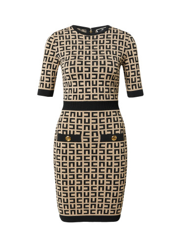 Elisabetta Franchi Плетена рокля  бежово / черно