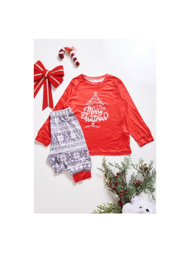 Детска  пижама с елха Червено