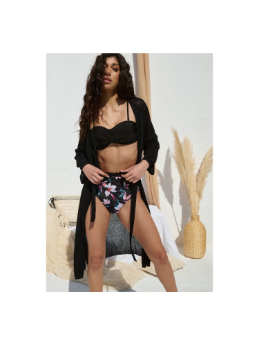 Плажно кимоно плетено с колан Черно