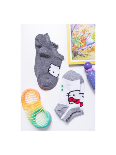 Детски къси чорапи ME-WE с котенца икономична опаковка от 2 бр Антрацит