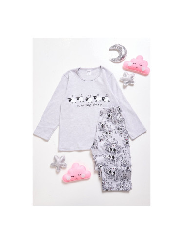 Детска пижама с овце Сиво