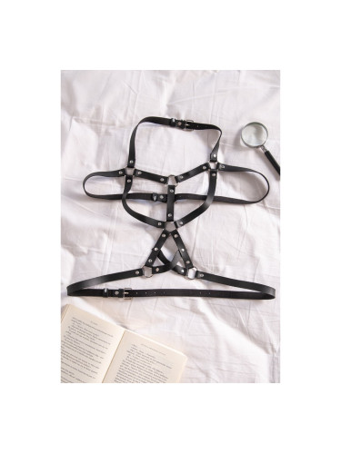 Кожено елече с кръстосани презрамки Черно