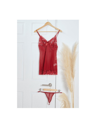 Дантелено неглиже с дизайн на цветя Бордо