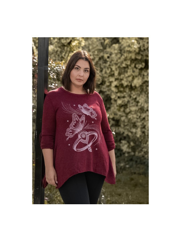 Блуза plus size с дизайн на пеперуда Бордо
