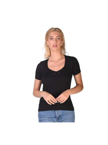 Минерва тениска с къс ръкав мотив икономична опаковка от 2 бр Черно