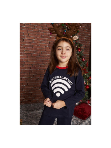 Детска пижама с Wi-Fi сигнал Тъмно синьо