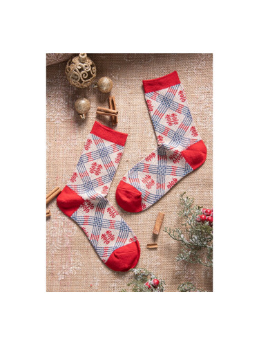 Дамски чорапи с кръстосан десен Червено