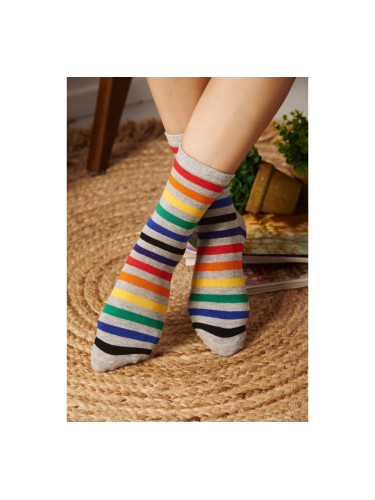 Дамски чорапи на цветни райета Сиво