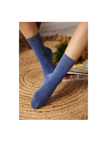 Дамски едноцветни ниски чорапи Синьо