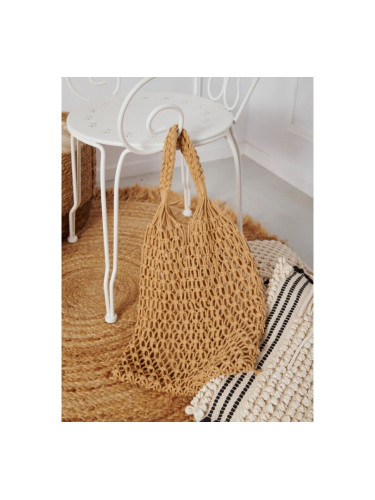 Плетена чанта с кръгли дизайни (35x38cm) Бежово