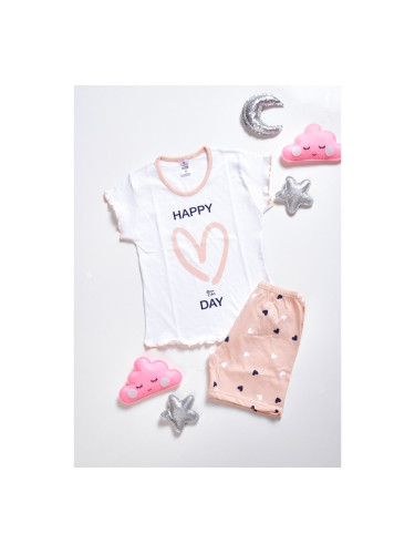Детска пижама с лого и сърца Бяло