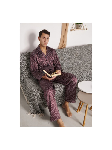 Мъжка сатенова пижама Бордо