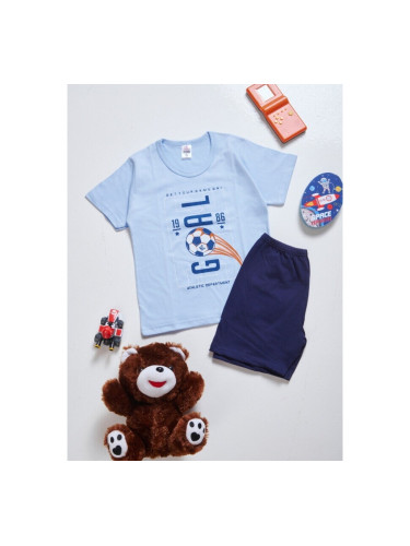 Детска пижама с футболен дизайн Светло синьо