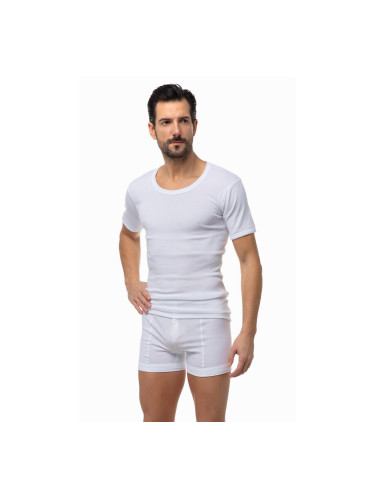 Класическо мъжка тениска с къси ръкави и отворено деколте Опаковка от 2 броя 90-17002 Бяло