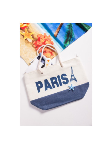 Плетена чанта с logo Paris Екрю
