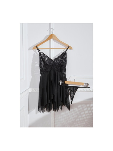 Неглиже с дантела Черно