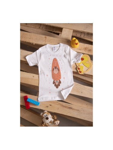 Детска тениска с къс ръкав със зайче Бяло