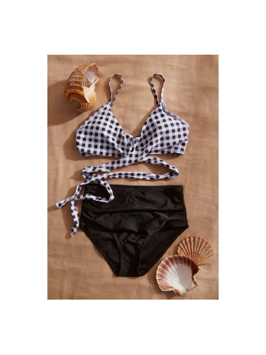 Бански бикини с разкроен топ и бикини с висока талия Бяло