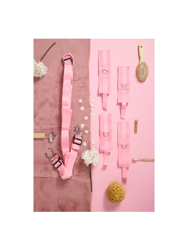 Комплект белезници за ръце и крака с синджир за връзване Розово