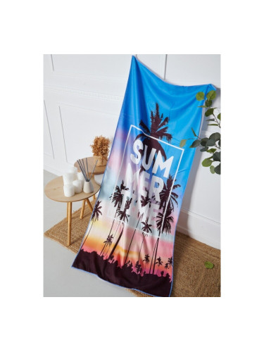 Плажна кърпа с палми и лого (70x150см) Цветно