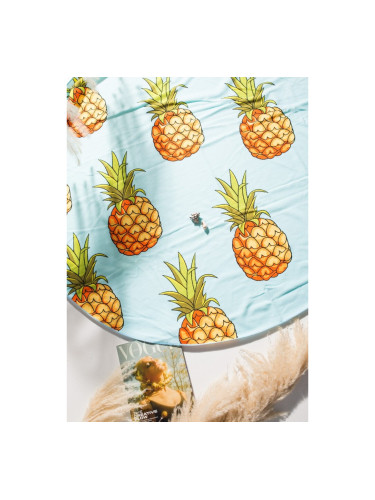 Кръгла плажна кърпа с ананаси Светло синьо