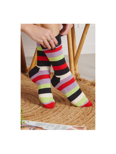 Дамски чорапи на цветни райета Цветно
